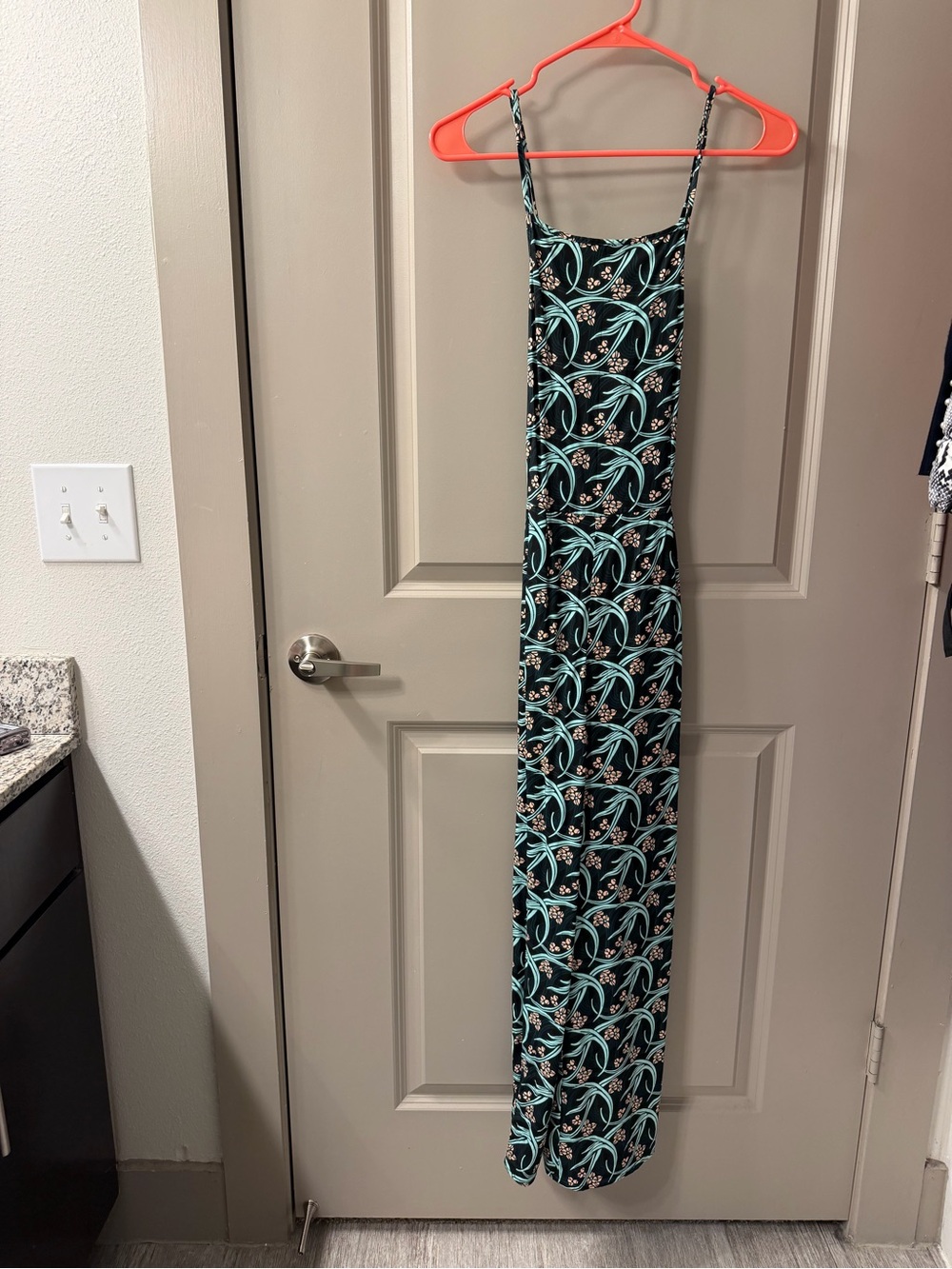 Jumpsuit with Teal Floral Swirl Print